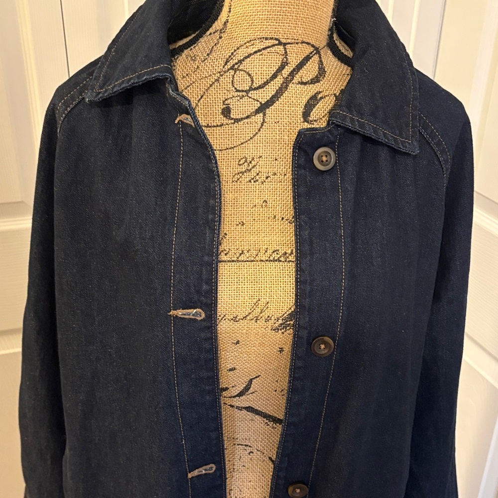 Long Dark Denim trench Coat - Picture 3 of 10